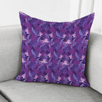 Dark Purple Hawaiian Tropical Print Pillow Cover