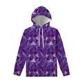 Dark Purple Hawaiian Tropical Print Pullover Hoodie