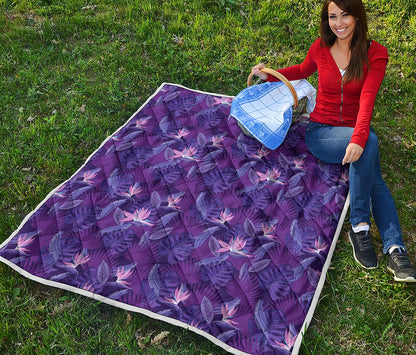 Dark Purple Hawaiian Tropical Print Quilt