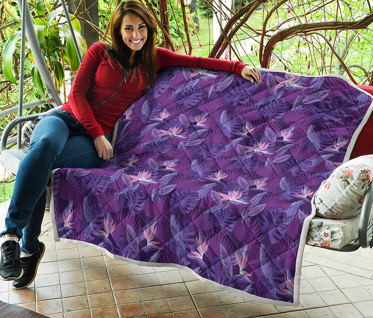Dark Purple Hawaiian Tropical Print Quilt
