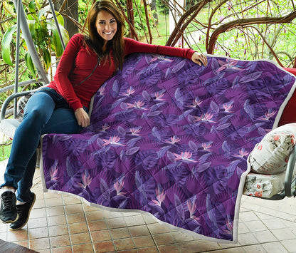 Dark Purple Hawaiian Tropical Print Quilt