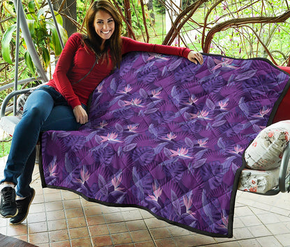 Dark Purple Hawaiian Tropical Print Quilt