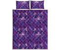 Dark Purple Hawaiian Tropical Print Quilt Bed Set