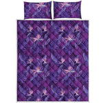 Dark Purple Hawaiian Tropical Print Quilt Bed Set