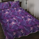 Dark Purple Hawaiian Tropical Print Quilt Bed Set
