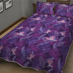 Dark Purple Hawaiian Tropical Print Quilt Bed Set