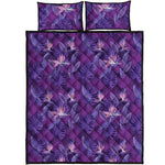 Dark Purple Hawaiian Tropical Print Quilt Bed Set