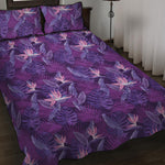 Dark Purple Hawaiian Tropical Print Quilt Bed Set