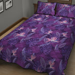 Dark Purple Hawaiian Tropical Print Quilt Bed Set