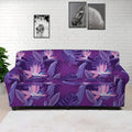 Dark Purple Hawaiian Tropical Print Sofa Cover