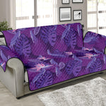 Dark Purple Hawaiian Tropical Print Sofa Protector