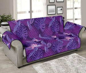 Dark Purple Hawaiian Tropical Print Sofa Protector