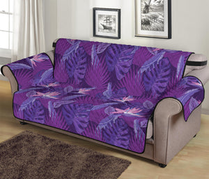 Dark Purple Hawaiian Tropical Print Sofa Protector