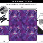 Dark Purple Hawaiian Tropical Print Sofa Protector