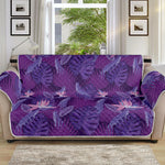 Dark Purple Hawaiian Tropical Print Sofa Protector