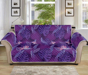 Dark Purple Hawaiian Tropical Print Sofa Protector