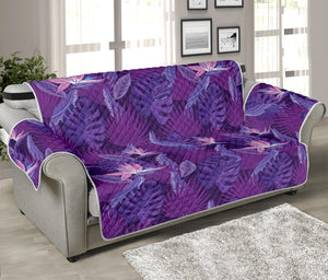 Dark Purple Hawaiian Tropical Print Sofa Protector