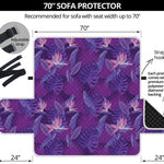 Dark Purple Hawaiian Tropical Print Sofa Protector