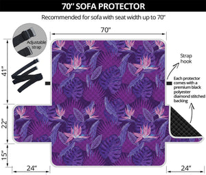 Dark Purple Hawaiian Tropical Print Sofa Protector