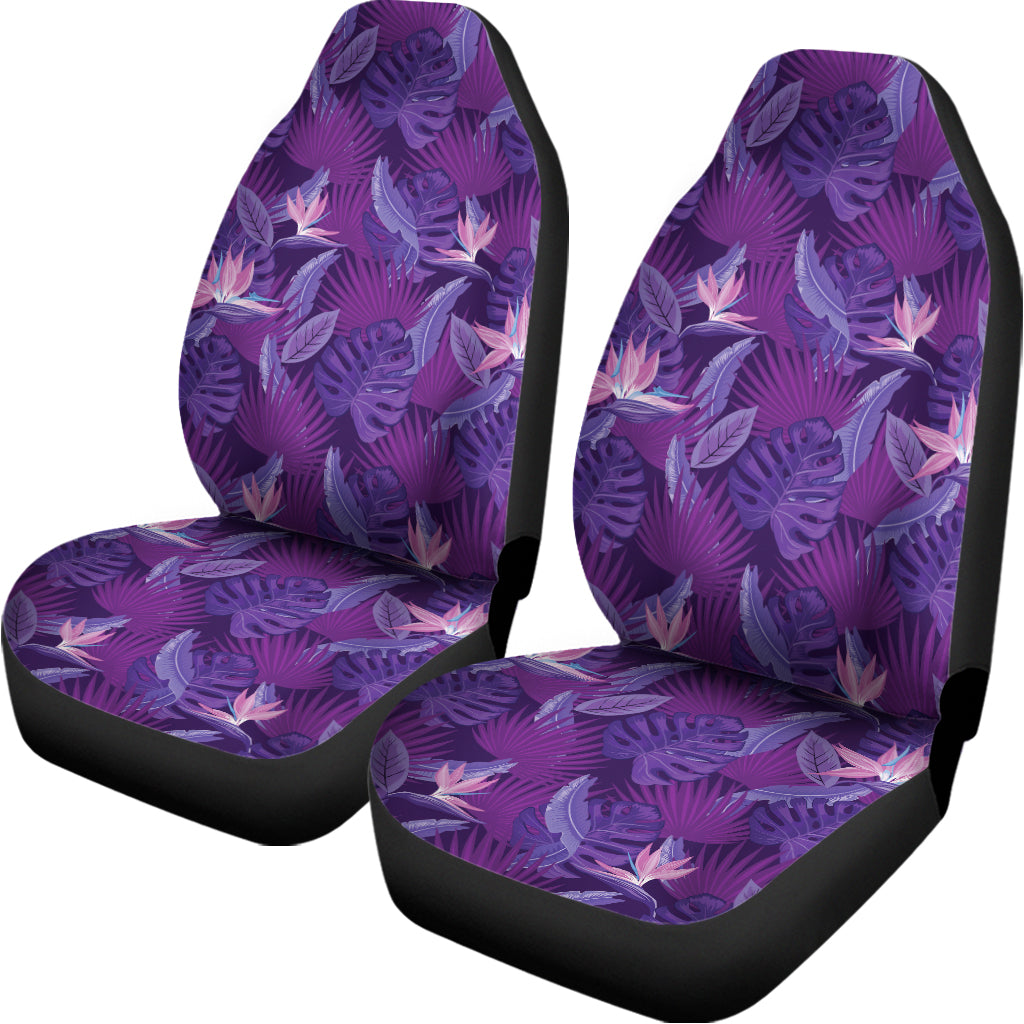 Dark Purple Hawaiian Tropical Print Universal Fit Car Seat Covers