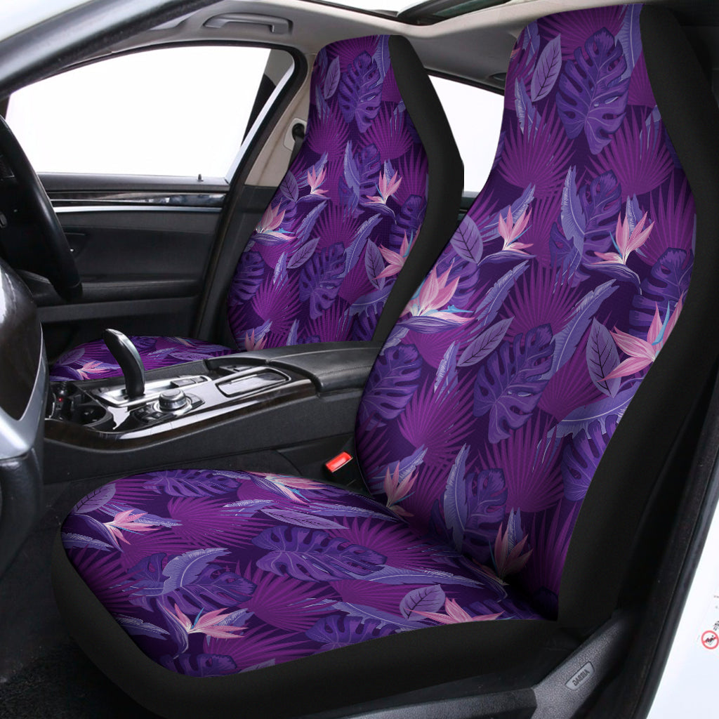 Dark Purple Hawaiian Tropical Print Universal Fit Car Seat Covers