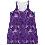 Dark Purple Hawaiian Tropical Print Women's Racerback Tank Top