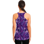 Dark Purple Hawaiian Tropical Print Women's Racerback Tank Top