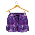Dark Purple Hawaiian Tropical Print Women's Shorts