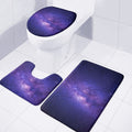 Dark Purple Milky Way Galaxy Space Print 3 Piece Bath Mat Set