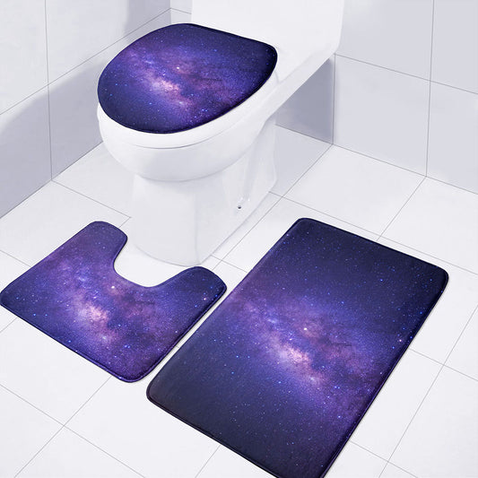 Dark Purple Milky Way Galaxy Space Print 3 Piece Bath Mat Set