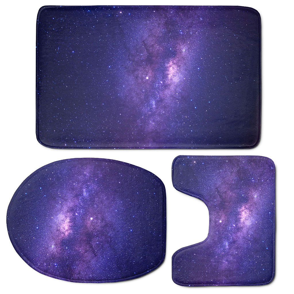 Dark Purple Milky Way Galaxy Space Print 3 Piece Bath Mat Set