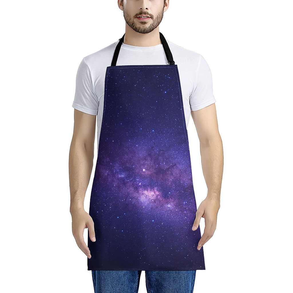 Dark Purple Milky Way Galaxy Space Print Apron