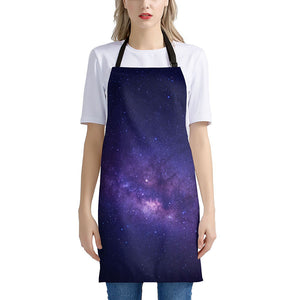 Dark Purple Milky Way Galaxy Space Print Apron