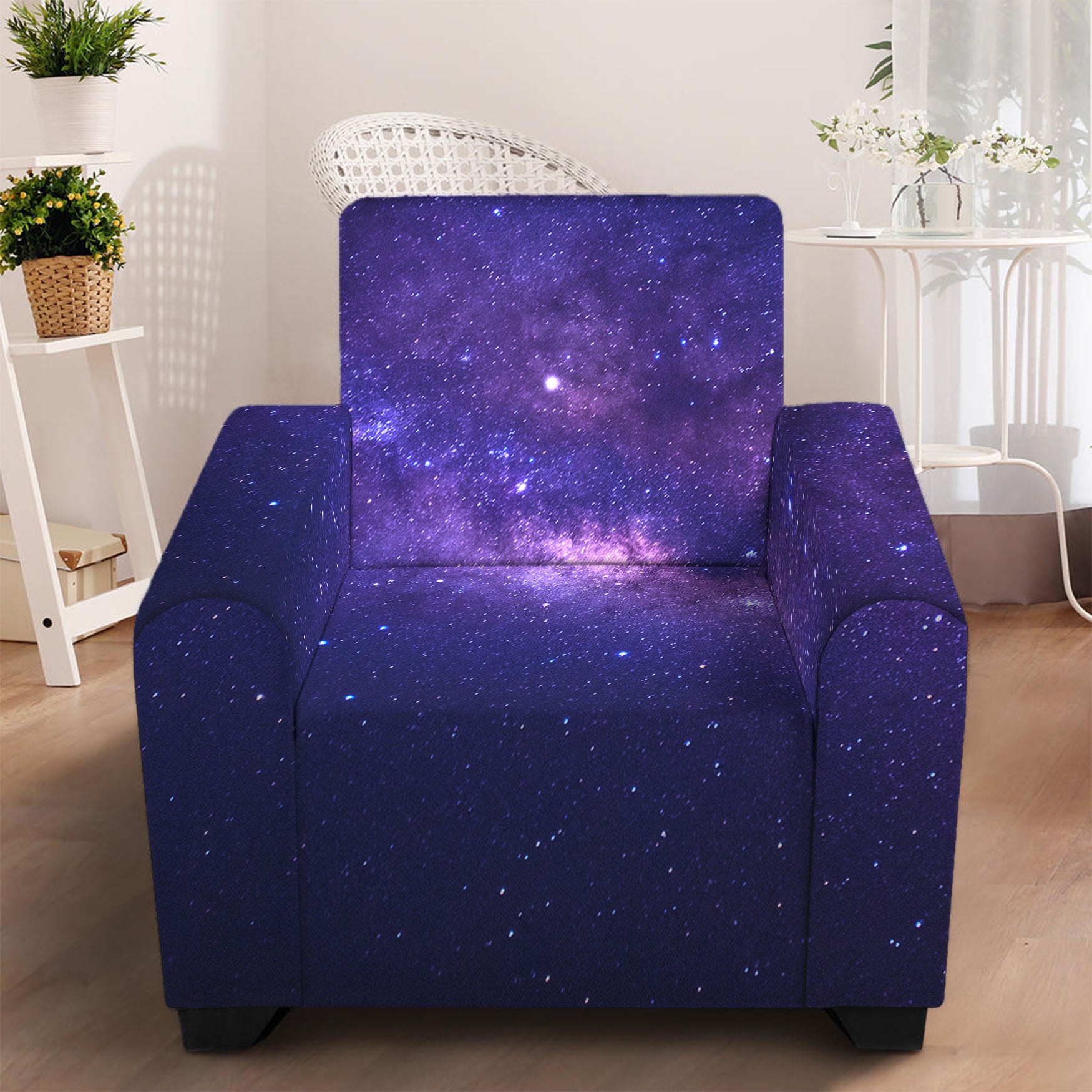 Dark Purple Milky Way Galaxy Space Print Armchair Slipcover