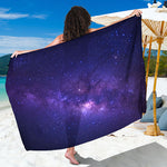 Dark Purple Milky Way Galaxy Space Print Beach Sarong Wrap