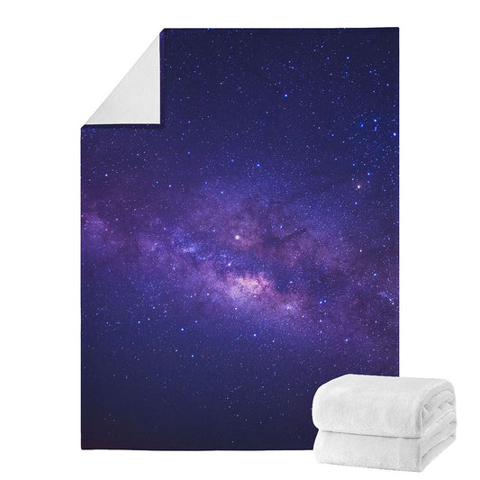 Dark Purple Milky Way Galaxy Space Print Blanket