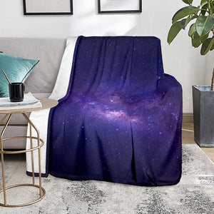 Dark Purple Milky Way Galaxy Space Print Blanket