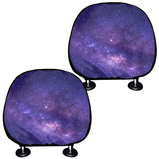 Dark Purple Milky Way Galaxy Space Print Car Headrest Covers
