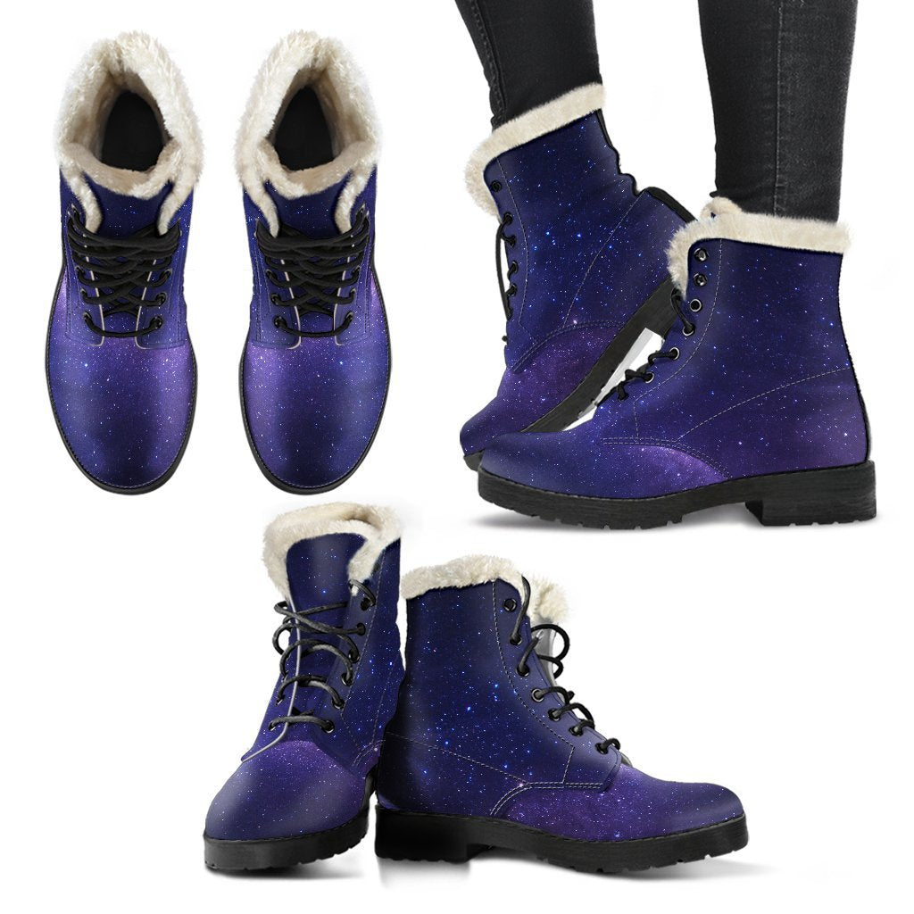 Dark Purple Milky Way Galaxy Space Print Comfy Boots GearFrost