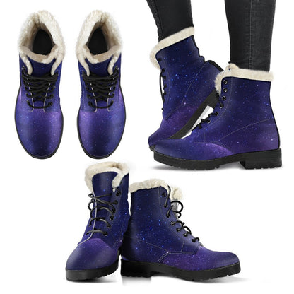 Dark Purple Milky Way Galaxy Space Print Comfy Boots GearFrost