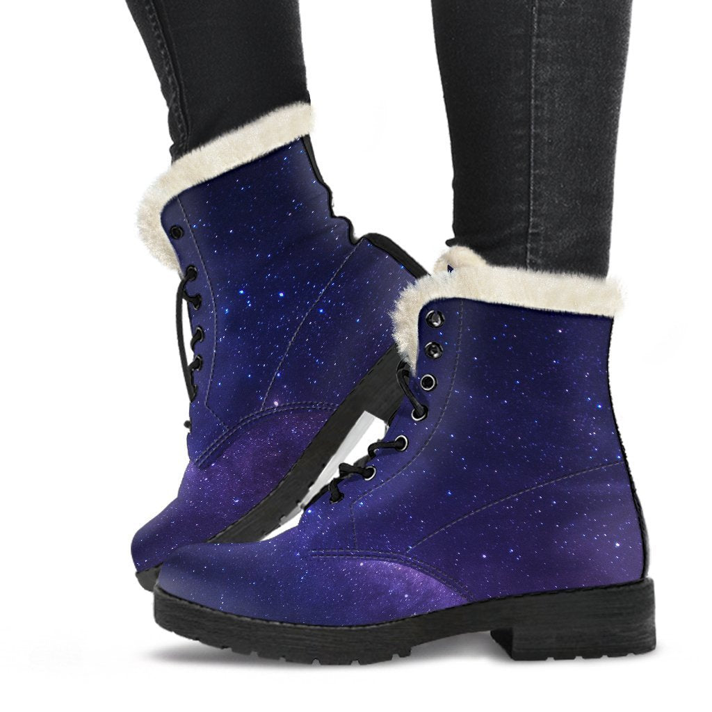 Dark Purple Milky Way Galaxy Space Print Comfy Boots GearFrost