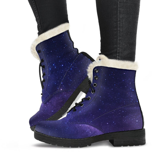 Dark Purple Milky Way Galaxy Space Print Comfy Boots GearFrost