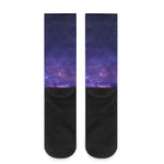 Dark Purple Milky Way Galaxy Space Print Crew Socks