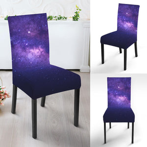 Dark Purple Milky Way Galaxy Space Print Dining Chair Slipcover