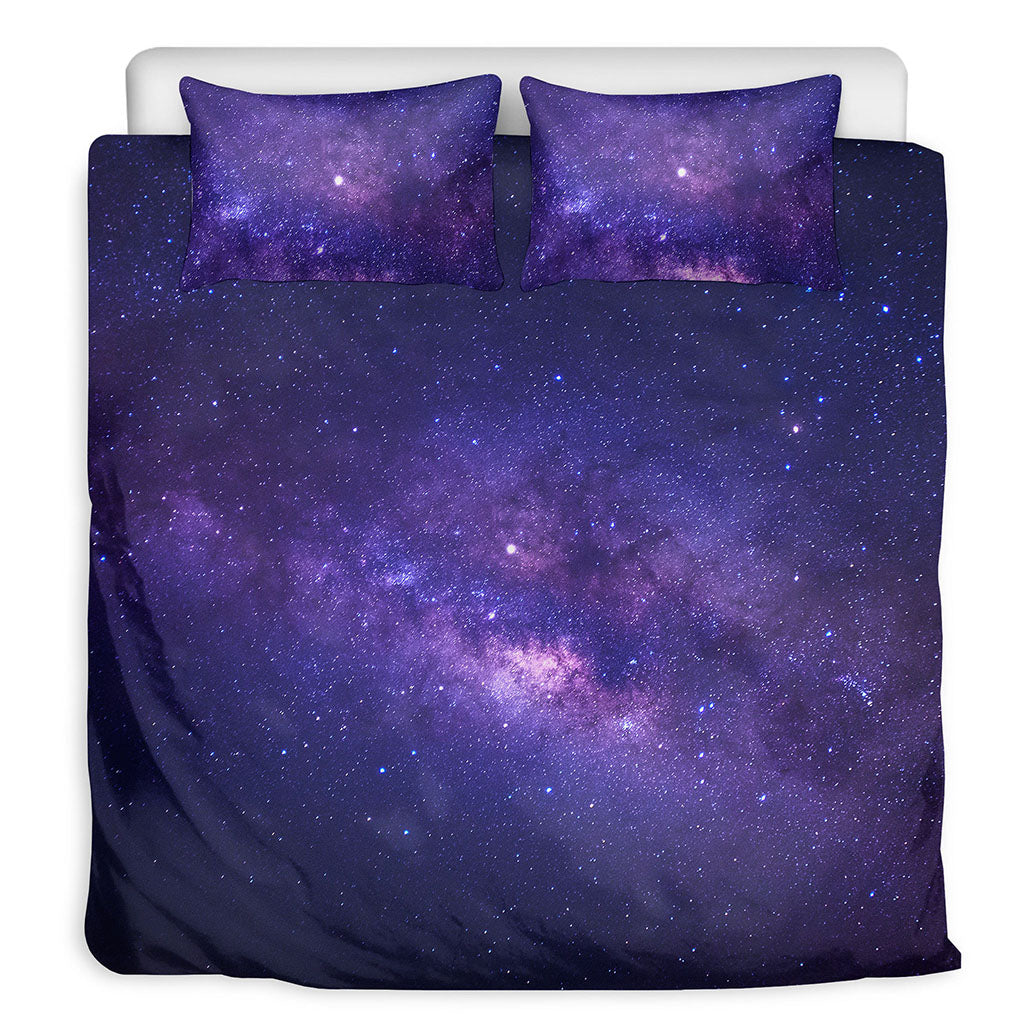 Dark Purple Milky Way Galaxy Space Print Duvet Cover Bedding Set