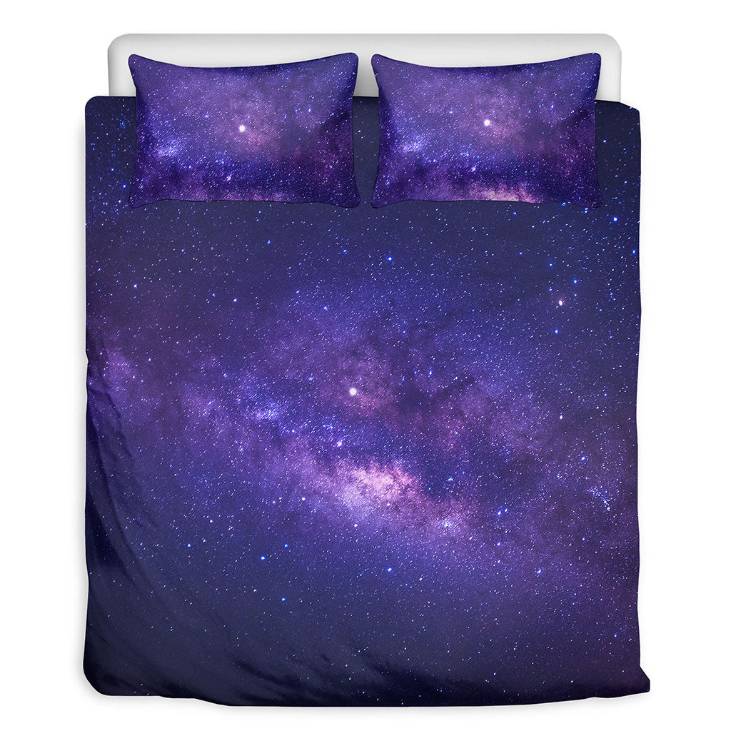 Dark Purple Milky Way Galaxy Space Print Duvet Cover Bedding Set