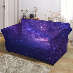 Dark Purple Milky Way Galaxy Space Print Loveseat Slipcover