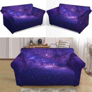 Dark Purple Milky Way Galaxy Space Print Loveseat Slipcover