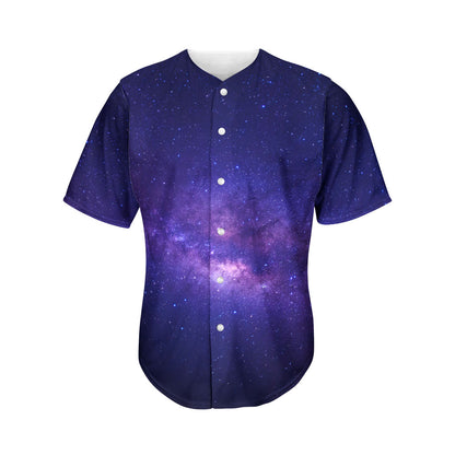Dark Purple Milky Way Galaxy Space Print Men's Baseball Jersey