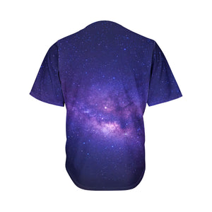 Dark Purple Milky Way Galaxy Space Print Men's Baseball Jersey